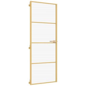 vidaXL Vn&uacute;torn&eacute; dvere tenk&eacute; zlat&eacute; 76x201,5 cm tvrden&eacute; sklo a hlin&iacute;k