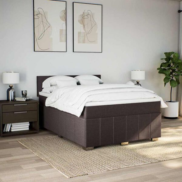 vidaXL Boxspring posteľ s matracom tmavohned&aacute; 140x190 cm l&aacute;tka
