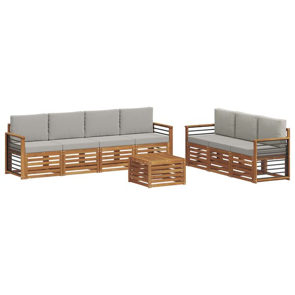 vidaXL S&uacute;pravy pohoviek s vank&uacute;&scaron;om 8 pcs Pr&iacute;rodn&aacute; a svetlosiv&aacute;