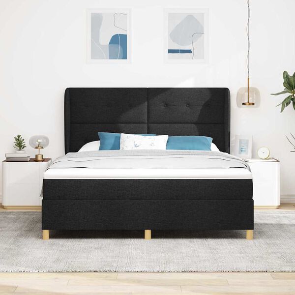 vidaXL Boxspring posteľ s matracom tmavo&scaron;ed&aacute; 90x190 cm Čierna l&aacute;tka