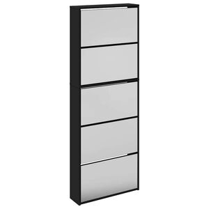 vidaXL Botn&iacute;k so zrkadlom 5-poschodov&yacute; čierny 63x17x169,5 cm