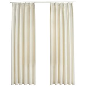 vidaXL Zatemňovacie z&aacute;vesy 2 ks s h&aacute;čikmi, zamat, kr&eacute;mov&eacute; 140x225 cm