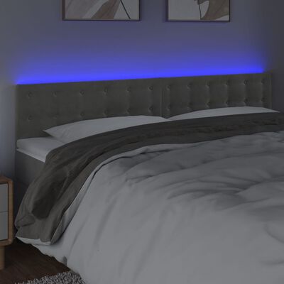 vidaXL Čelo postele s LED bledosivé 180x5x78/88 cm zamat