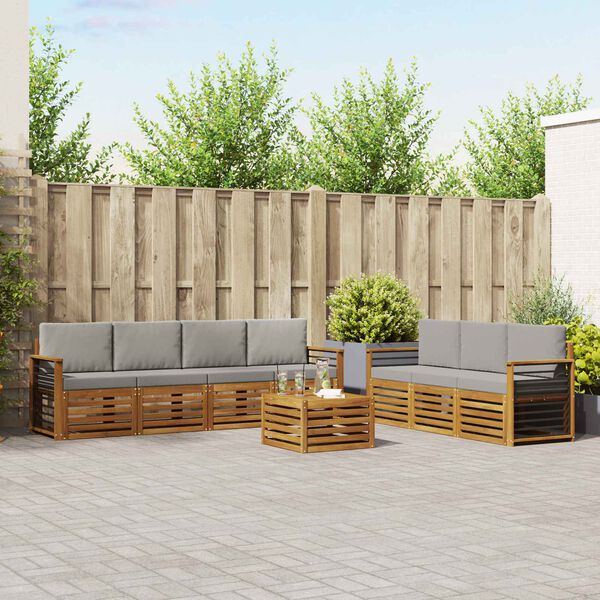 vidaXL S&uacute;pravy pohoviek s vank&uacute;&scaron;om 8 pcs Pr&iacute;rodn&aacute; a svetlosiv&aacute;