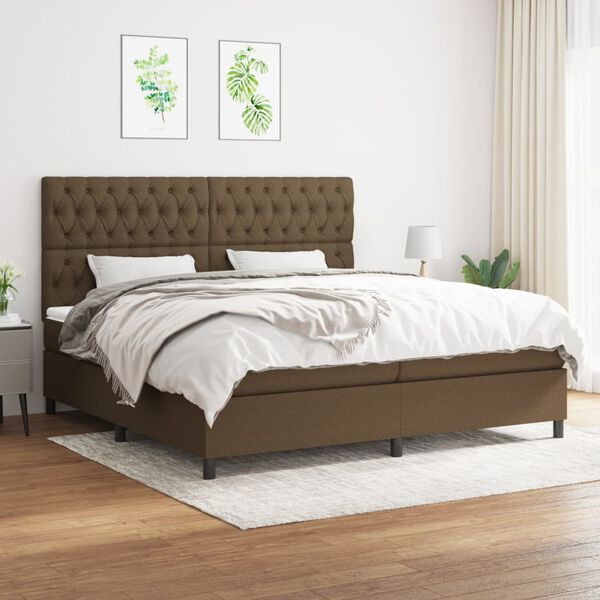 vidaXL Boxspring posteľ s matracom tmavohned&aacute; 200x200 cm l&aacute;tka