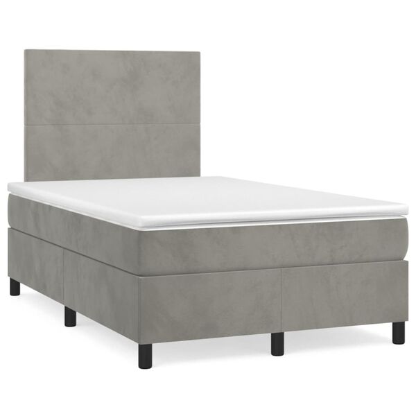 vidaXL Boxspring posteľ s matracom bledosiv&aacute; 120x190 cm zamat