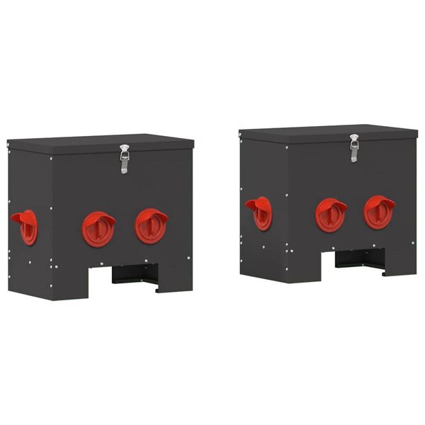 vidaXL Kŕmidlo pre kurčat&aacute; 2 pcs Čierna 40,5 x 25 x 38 cm