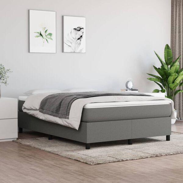 vidaXL Boxspring posteľ s matracom tmavosivá 140x200 cm látka