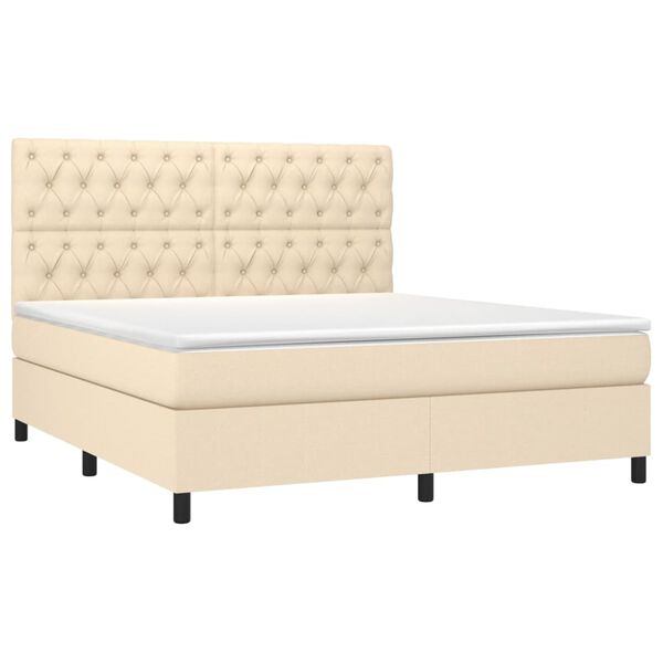 vidaXL Posteľn&yacute; r&aacute;m boxspring s matracom kr&eacute;mov&yacute; 160x200 cm l&aacute;tka