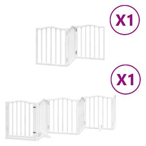vidaXL Br&aacute;na pre psa s dverami sklad. 9pan. biela 450cm topoľov&eacute; drevo