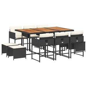 vidaXL 11-dielna z&aacute;hradn&aacute; jed&aacute;lensk&aacute; sada s vank&uacute;&scaron;mi čierna polyratan