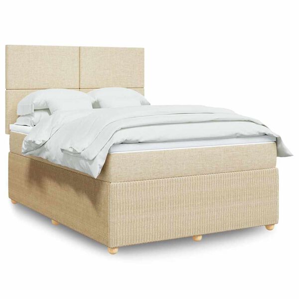 vidaXL Posteľn&yacute; r&aacute;m boxspring s matracom kr&eacute;mov&yacute; 160x200 cm l&aacute;tka