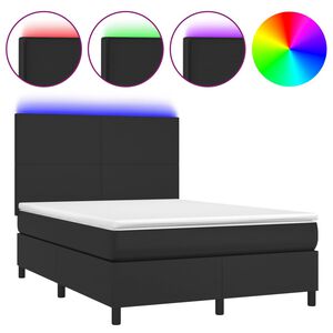 vidaXL Boxspring posteľ s matracom a LED čierna 140x200 cm umel&aacute; koža
