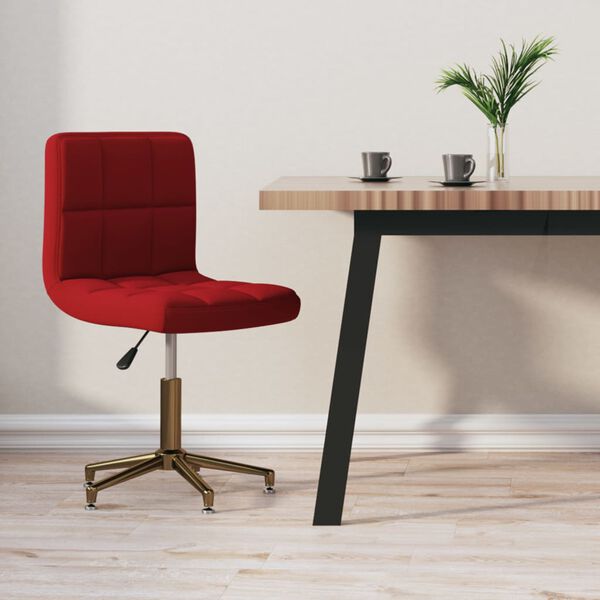 vidaXL Otočn&aacute; jed&aacute;lensk&aacute; stolička v&iacute;novo-červen&aacute; zamatov&aacute;