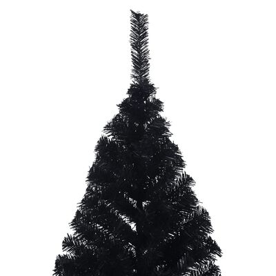 vidaXL Umelý vianočný polovičný stromček s podstavcom čierny 210cm PVC