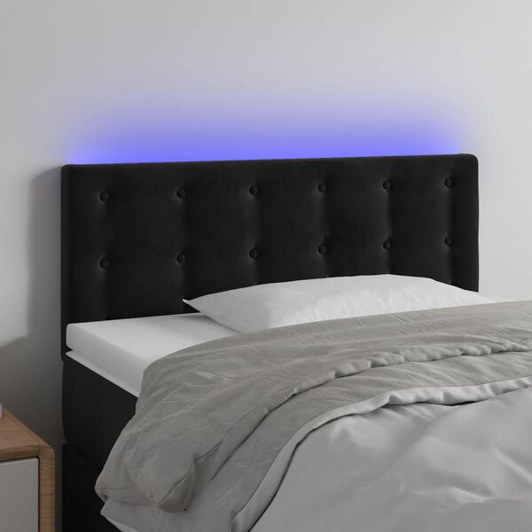 vidaXL Čelo postele s LED čierne 80x5x78/88 cm zamat