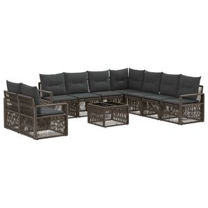 vidaXL S&uacute;prava z&aacute;hradn&yacute;ch pohoviek 10 pcs Siv&aacute; polyratan