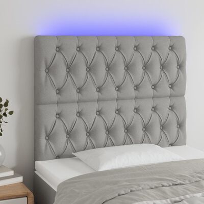 vidaXL Čelo postele s LED bledosivé 90x7x118/128 cm látka