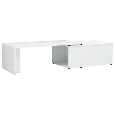 vidaXL Konferenčný stolík lesklý biely 150x50x35 cm drevotrieska