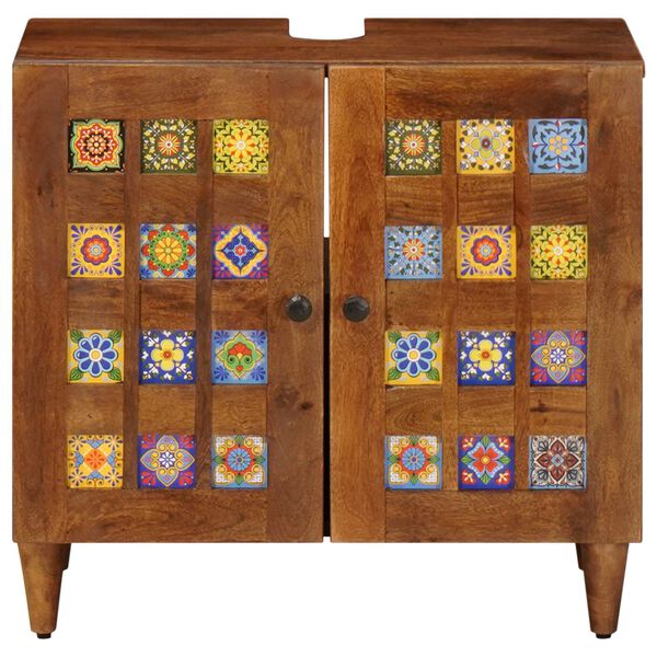 vidaXL K&uacute;peľňov&aacute; skrinka pod um&yacute;vadlo s dverami Orech 62 x 33 x 58 cm