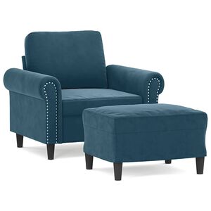 vidaXL Kreslo s podnožkou modr&eacute; 60 cm zamat