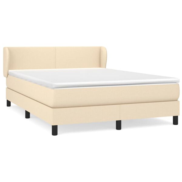 vidaXL Boxspring posteľ s matracom kr&eacute;mov&yacute; 140x190 cm l&aacute;tka