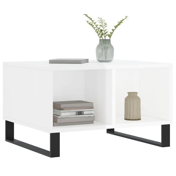 vidaXL Konferenčn&yacute; stol&iacute;k leskl&yacute; biely 60x50x36,5 cm spracovan&eacute; drevo