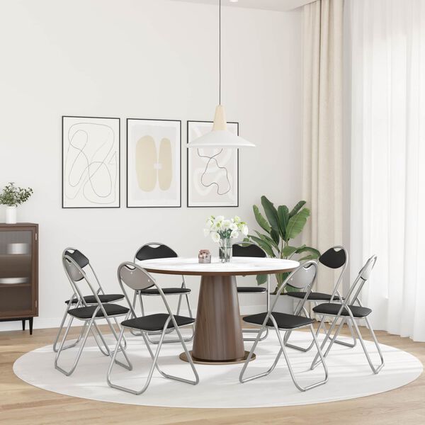 vidaXL Skladacia stolička 8 pcs Čierna a &Scaron;ed&aacute; 48 x 43,5 x 81 cm
