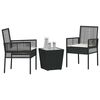 vidaXL Záhradný bistro set 3 pcs Čierna polyratan