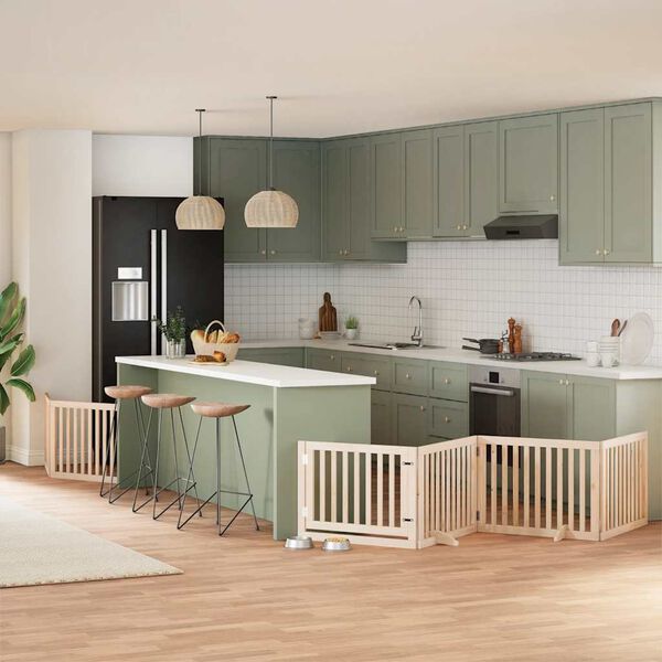 vidaXL Br&aacute;na pre psa s dverami sklad. 6 panelov 480 cm topoľov&eacute; drevo