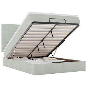 VidaXL Osmansk&aacute; posteľ s matracmi a LED svetlosiv&aacute; 140x190cm zamatov&aacute;