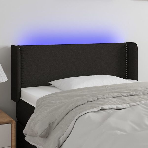 vidaXL Čelo postele s LED čierne 103x16x78/88 cm l&aacute;tka