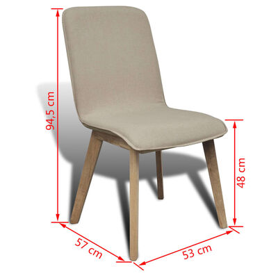 vidaXL Jedálenské stoličky 6 ks, béžové, látka a dubový masív