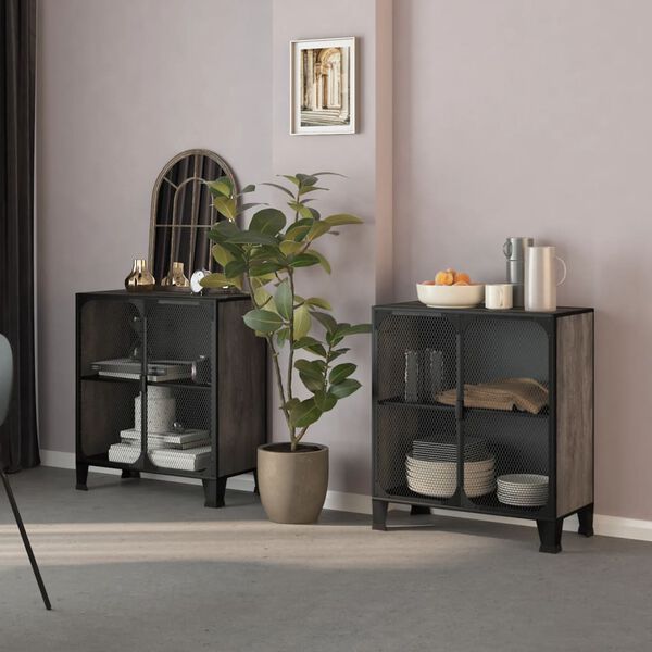 vidaXL Úložné skrinky 2 ks sivé 72x36x82 cm kov a MDF