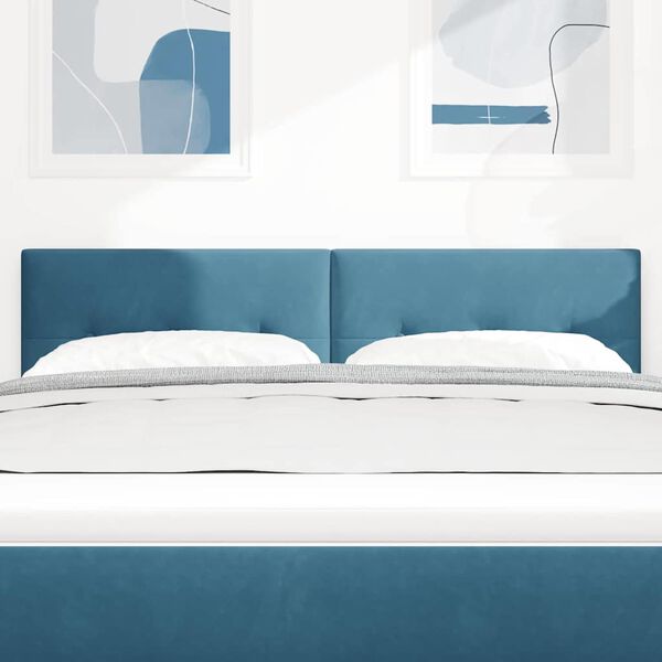 vidaXL Zadn&eacute; čelo s čelnou doskou Tmavomodr&aacute; 144 cm Umel&aacute; koža