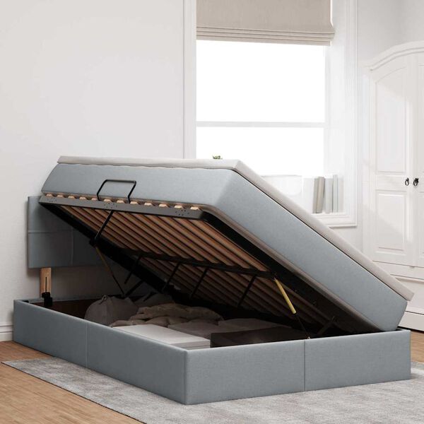 vidaXL Postel s &uacute;ložn&yacute;m prostorem a LED svetlom s LED Svetlosiv&aacute; l&aacute;tka