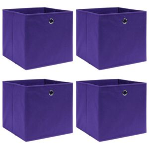 vidaXL &Uacute;ložn&eacute; boxy 4 ks, netkan&aacute; text&iacute;lia 28x28x28 cm, fialov&eacute;