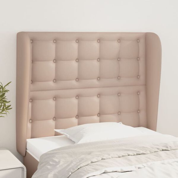 vidaXL Čelo postele so záhybmi kapučínové 83x23x118/128 cm umelá koža