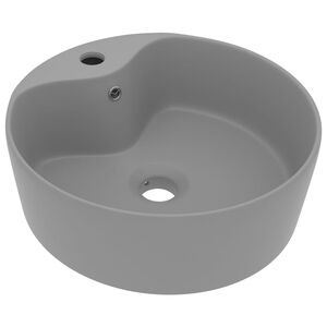 vidaXL Luxusn&eacute; um&yacute;vadlo, prepad, matn&eacute; svetlosiv&eacute; 36x13 cm, keramika