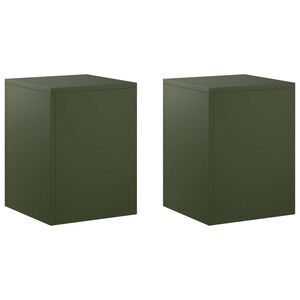 vidaXL Stojan na rastliny 2 pcs Olivovo zelen&aacute; 30 x 30 x 40 cm Oceľ