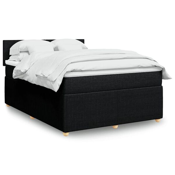vidaXL Posteľn&yacute; r&aacute;m boxspring s matracom čierny 140x200 cm l&aacute;tka