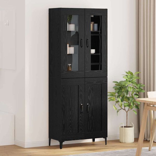 vidaXL Highboard Čierny dub 69,5 x 34 x 180 cm Kompozitn&eacute; drevo