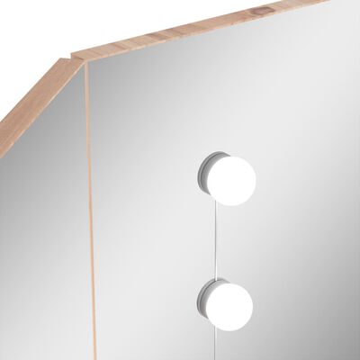 vidaXL Rohový toaletný stolík s LED dubový 111x54x141,5 cm