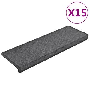 vidaXL Schodov&eacute; rohože 15 ks 65x21x4 cm tmavo&scaron;ed&eacute; s obdĺžnikov&yacute;m okrajom