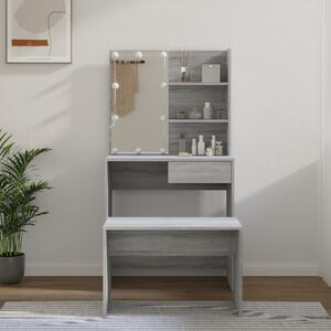 vidaXL Sada toaletn&eacute;ho stol&iacute;ka s LED siv&yacute; dub sonoma spracovan&eacute; drevo