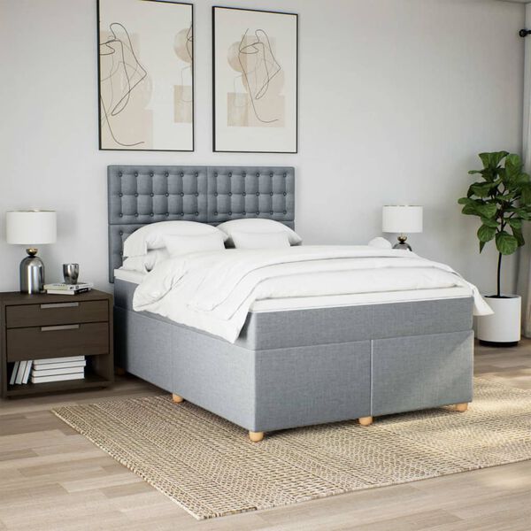 vidaXL Boxspring posteľ s matracom svetlosiv&aacute; 100x200 cm l&aacute;tka