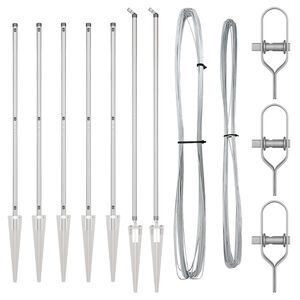 vidaXL Plotové stĺpy 7 pcs Strieborná Ø32mm 140 cm Pozinkovaná oceľ