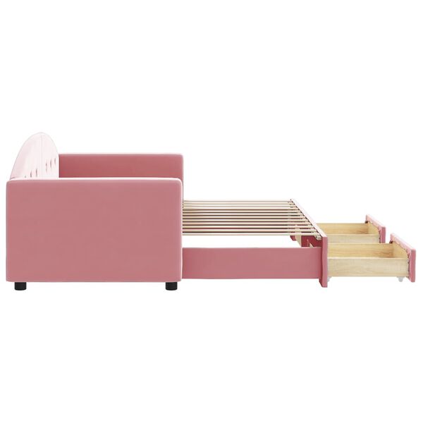 vidaXL Rozkladacia denn&aacute; posteľ s matracmi ružov&aacute; 80x200 cm zamat