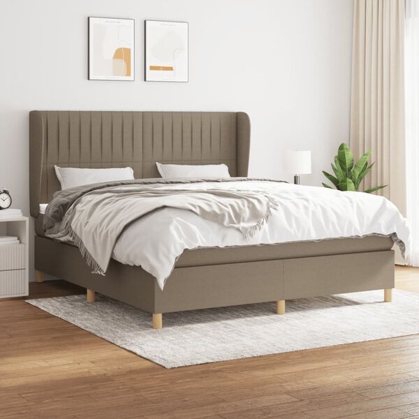 vidaXL Posteľn&yacute; r&aacute;m boxspring s matracom sivohned 180x200 cm l&aacute;tka