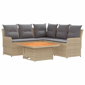 vidaXL Sady n&aacute;bytku s vank&uacute;&scaron;om 4 pcs Beige a svetlo &scaron;ed&aacute; PE ratan